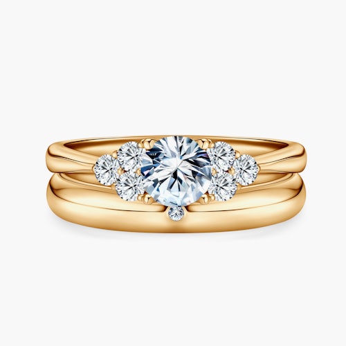 Obrączki Fairytale: złote, diament laboratoryjny, półokrągłe, 3 mm i 4 mm